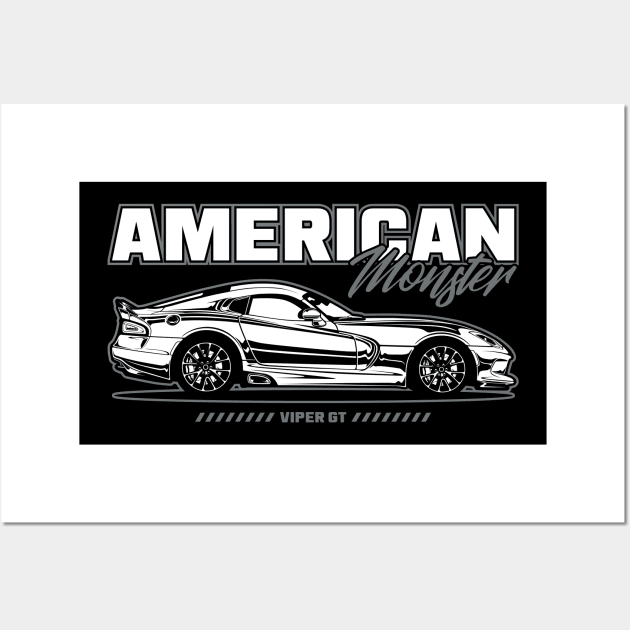 Dodge Viper GT (White Print) Wall Art by idrdesign